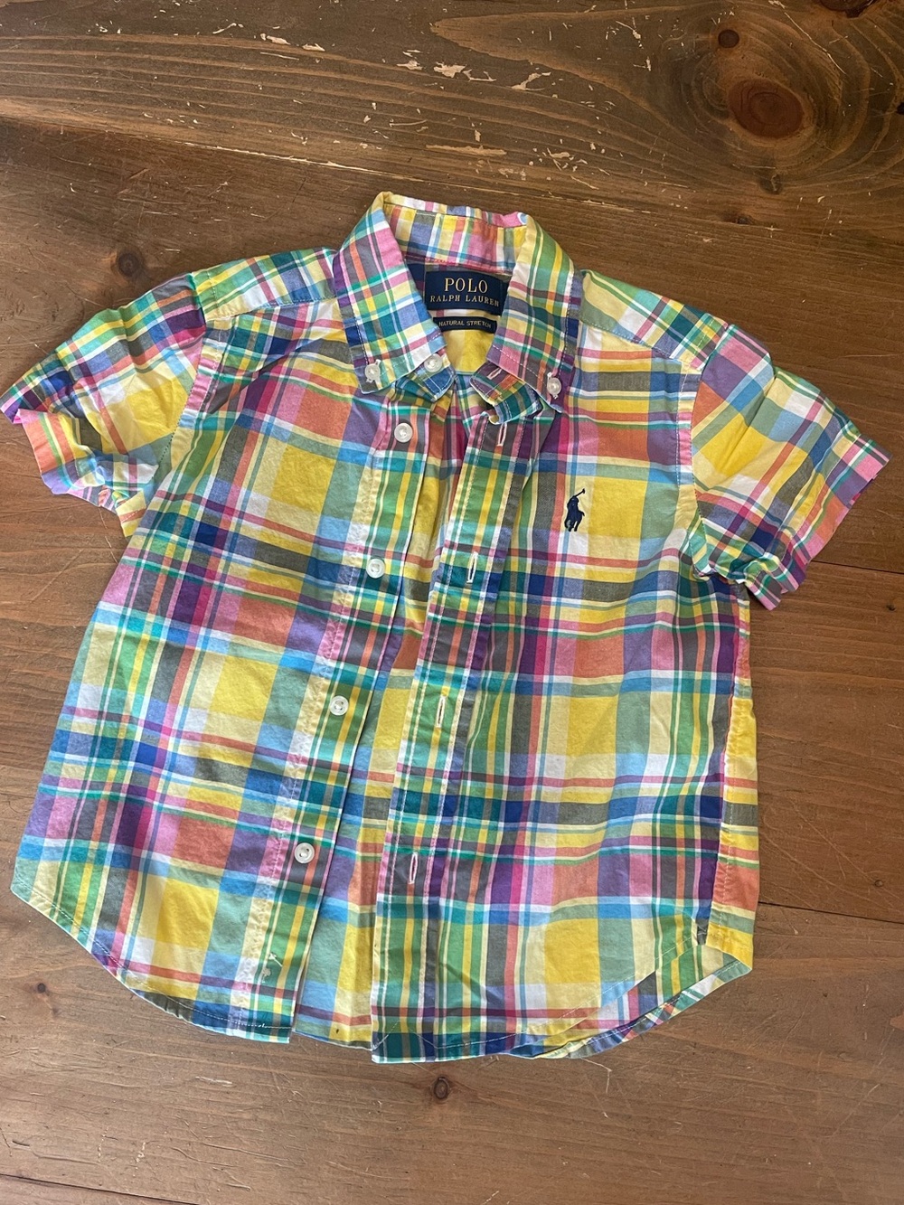 Size 2T. Polo by Ralph Lauren Boys' Multicolor Plaid Short-Sleeve Shirt
